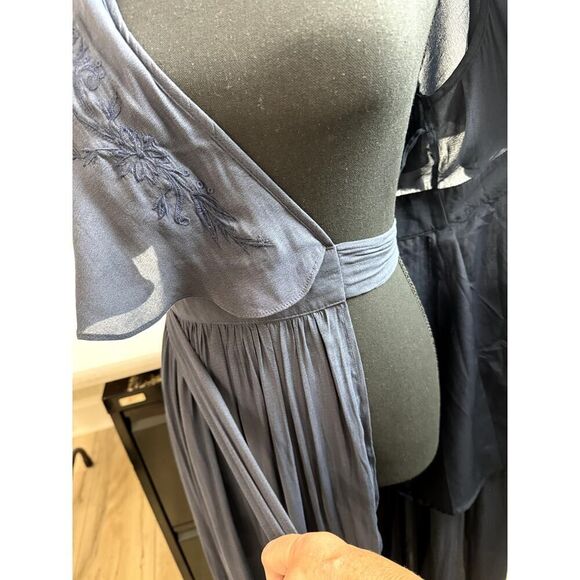 Boho Free People Fiona Maxi Dress Blue Wrap Fairy XS - Picture 9 of 9